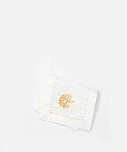 A Magic Cabinet-Linen Cocktail Napkin with SeaShell Tibia