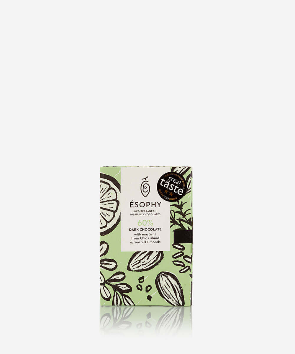 A Magic Cabinet - Mastiha and Roasted Almonds Dark Chocolate Bar 50gr