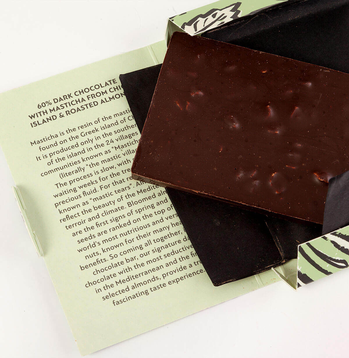 A Magic Cabinet-Mastiha and Roasted Almonds Dark Chocolate Bar 50gr