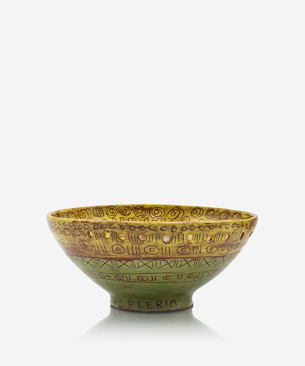 A Magic Cabinet - Handmade Large Yellow Bowl with Circles Fleria