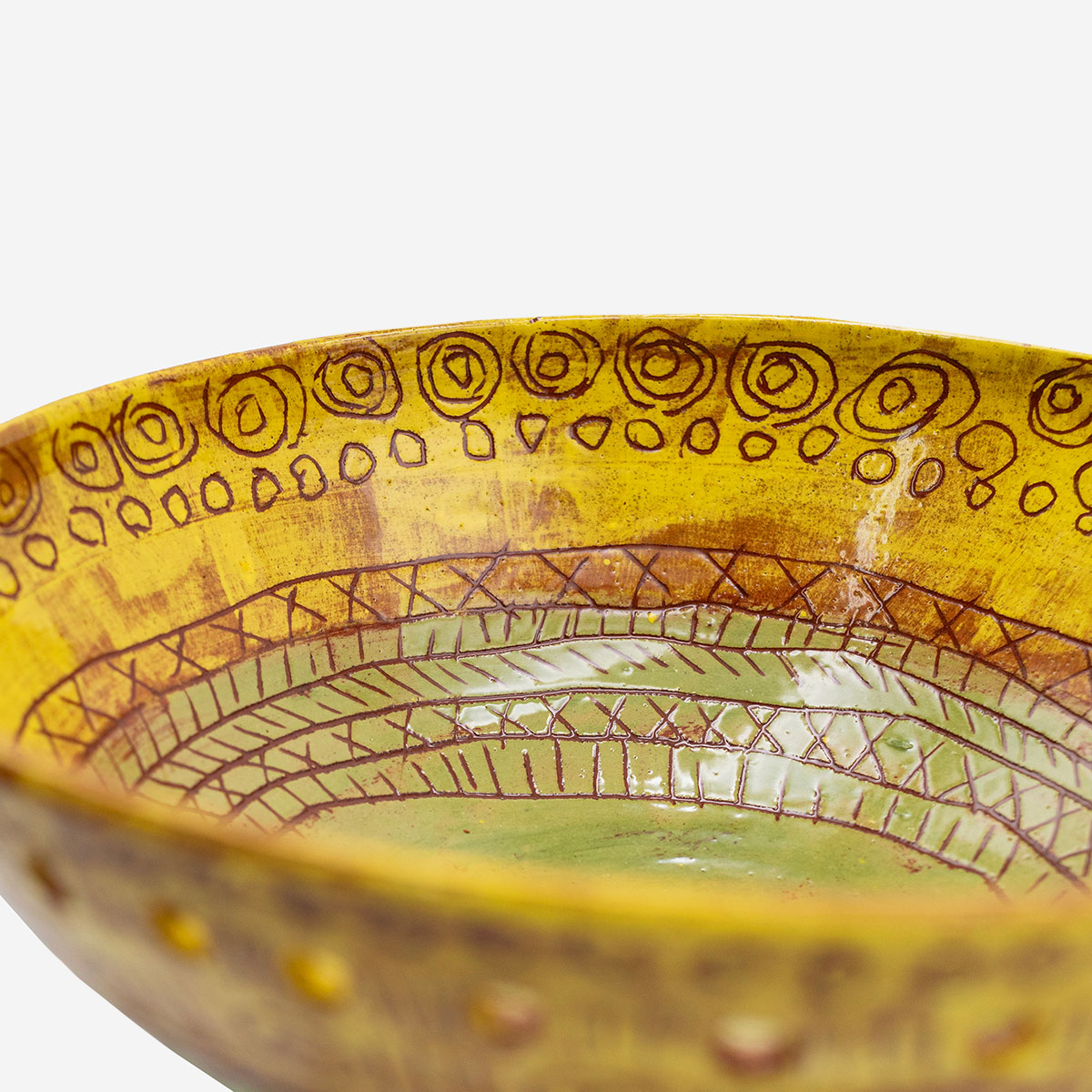 A Magic Cabinet-Handmade Large Yellow Bowl with Circles Fleria
