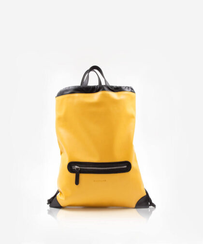 A Magic Cabinet-Leather Drawstring Backpack Yellow HAK Studios