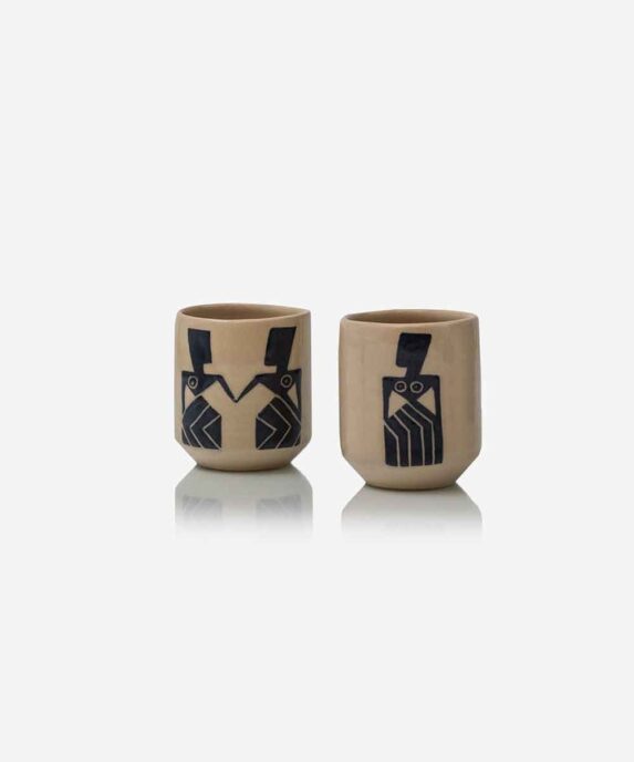 A Magic Cabinet-Set of 2 Beige Espresso Cups Logo Lady Studio