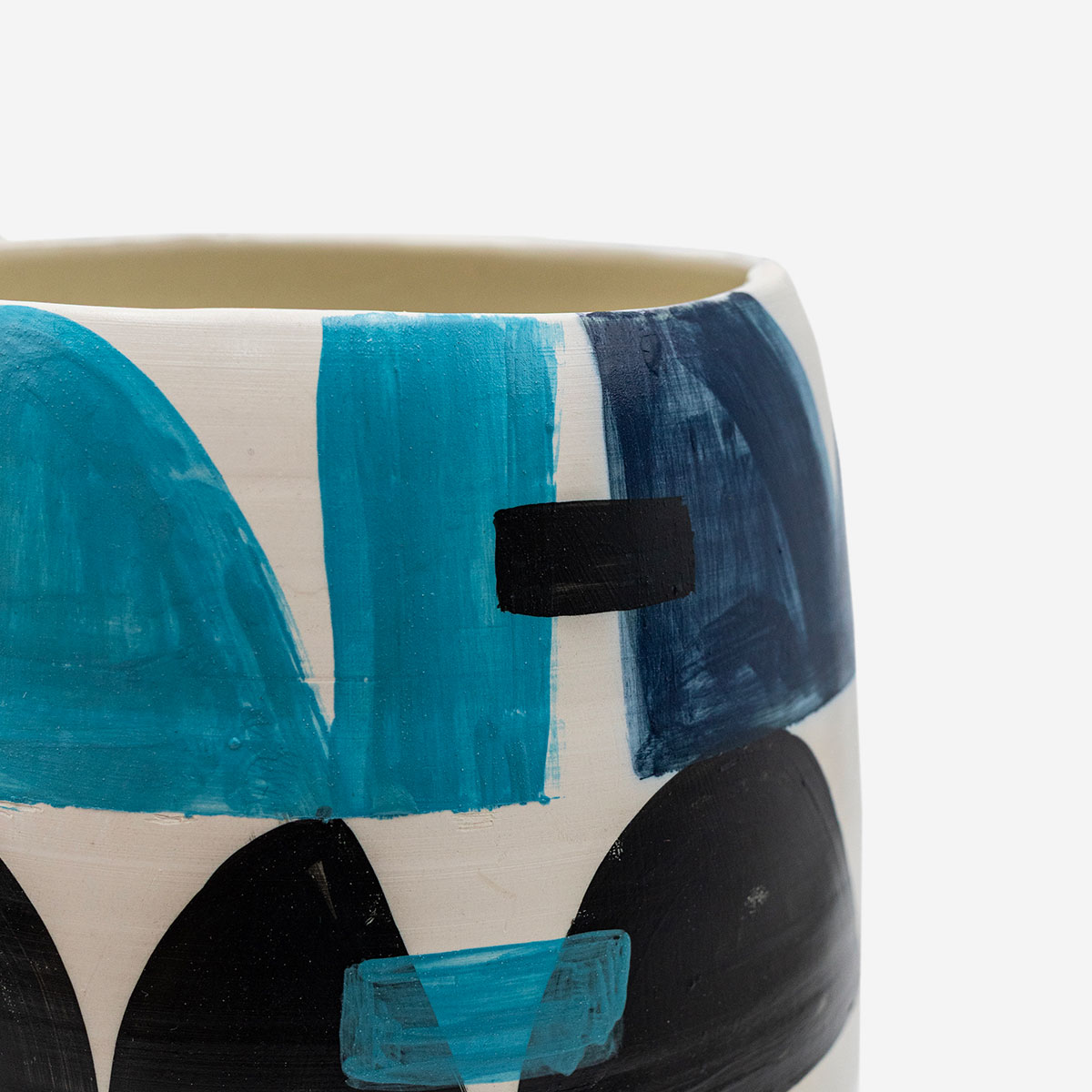 A Magic Cabinet-White Clay Vase with Design Around Rim Fleria